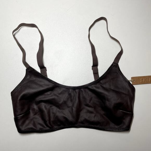 Skims Wet Jersey Scoop Bralette XXS Cocoa Brown Adjustable Minimal NWT - Picture 1 of 3